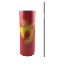 New Design Double Wall Insulated Temperature Color Changing Sublimation Skinny Tumblers With Straw
