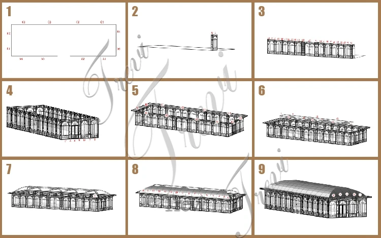 Delicate Outdoor Custom ggreenhouse Garden Cast Iron Gazebo for Sale