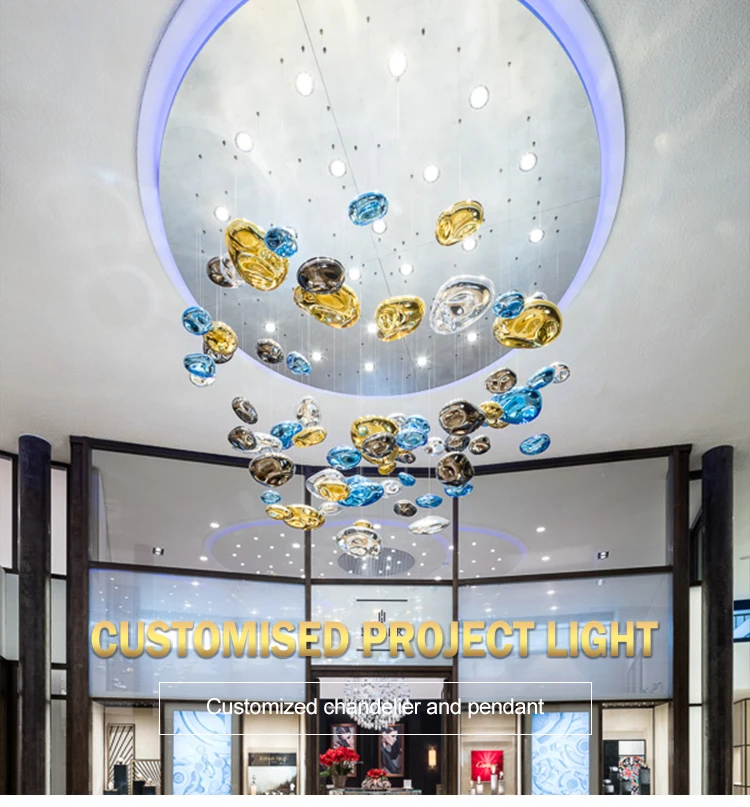 Cheap glass K9 crystal zinc alloy custom luxury hotel lobby Big project chandelier pendant light