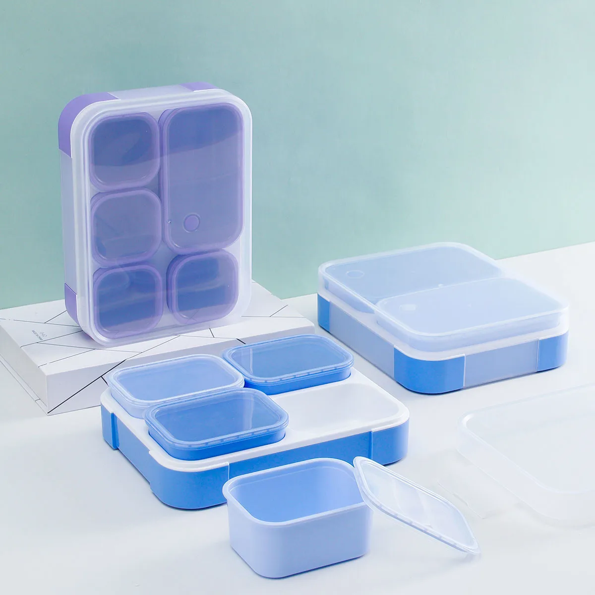BPA-Free Plastic Lunch Box Microwavable Bento Box with Removable Inner Divided Box for Adults Kids Kitchen School Food Storage factory