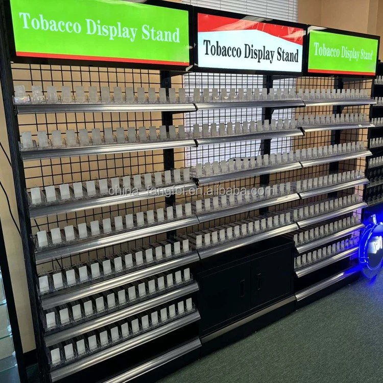 tobacco racks for sale TobacPro Cigarette Display Rack With Pushers, 20 Shelves 96W 84H Tobacco Shop Display Stand Cabinet