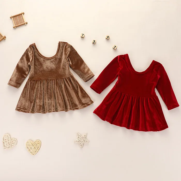 girls long sleeve velvet dress