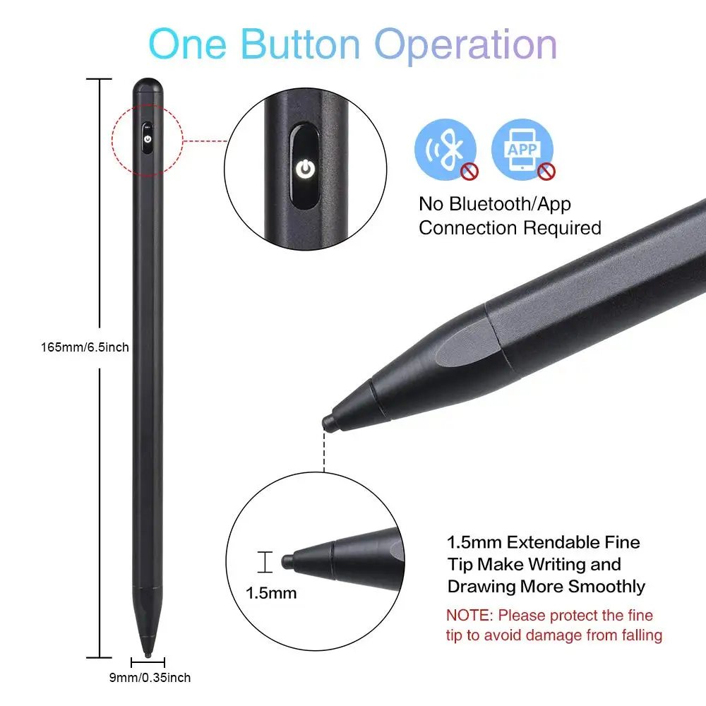2019 new design aluminum metal barrel screen touch stylus pen laptop magnetic active stylus pen for iPad IOS&Android tablet PC