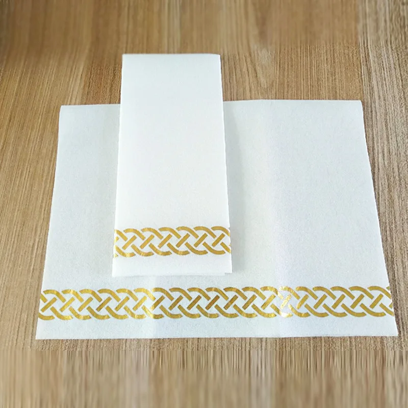 Custom Gold Napkins Disposable Airlaid Paper Napkins With Foiled Design