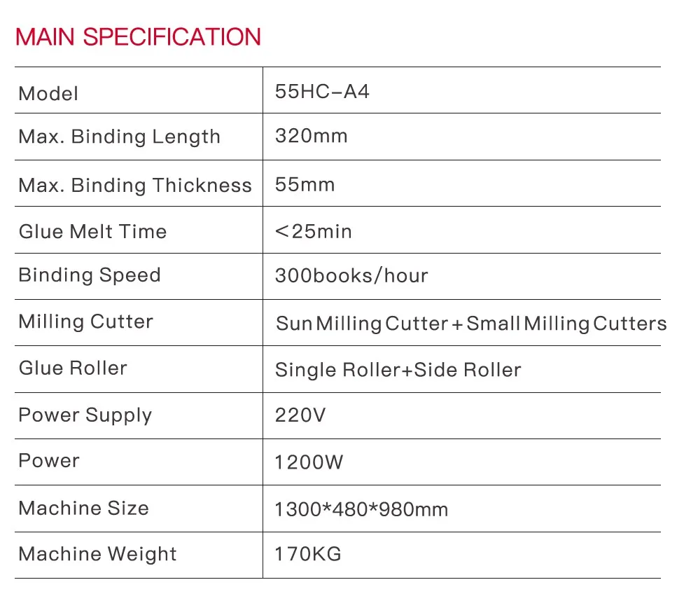 55HC A4 Automatic Perfect Note Book Binding Machine with Side Glue