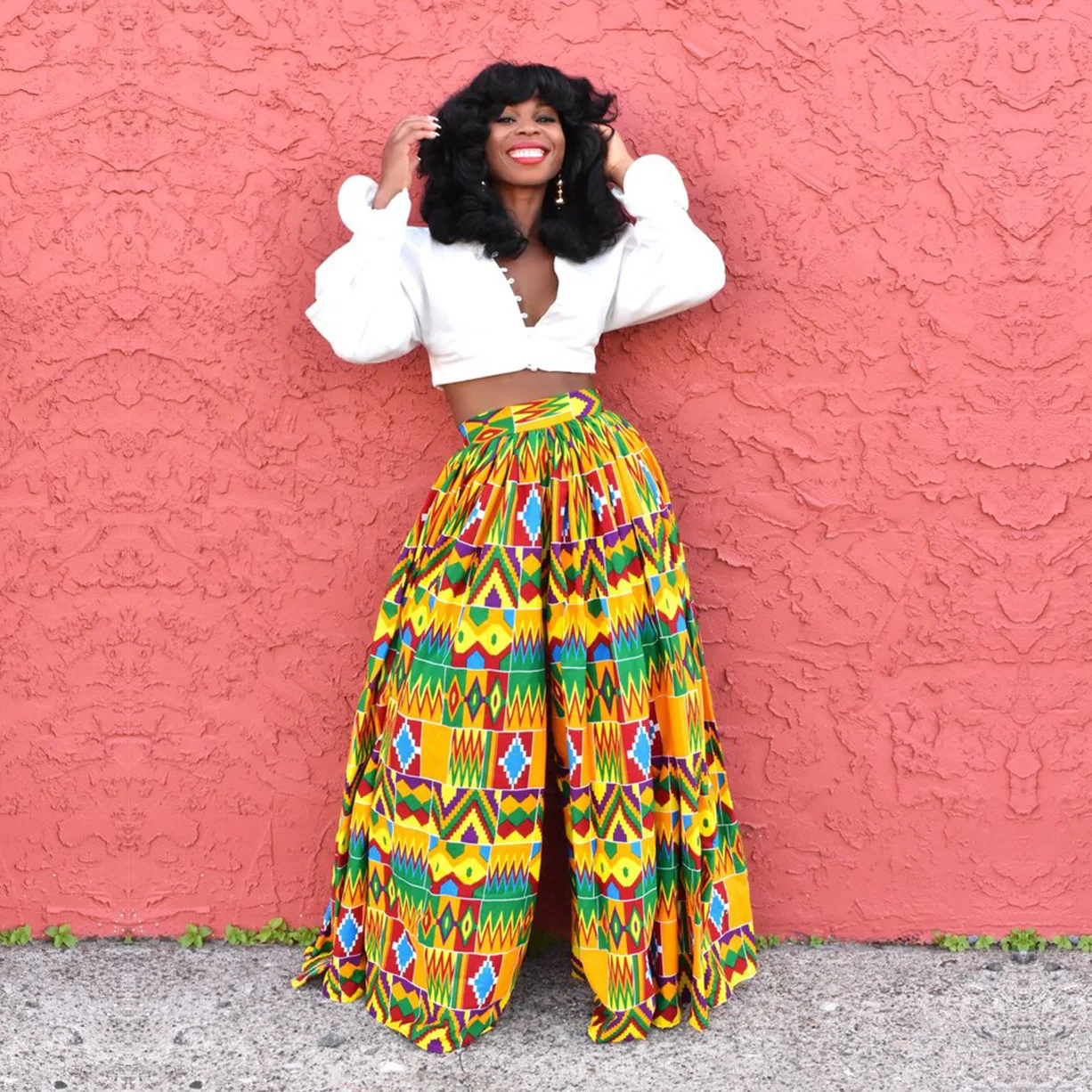 African Clothing Women New African Floral Print Dashiki Boho Wide Leg