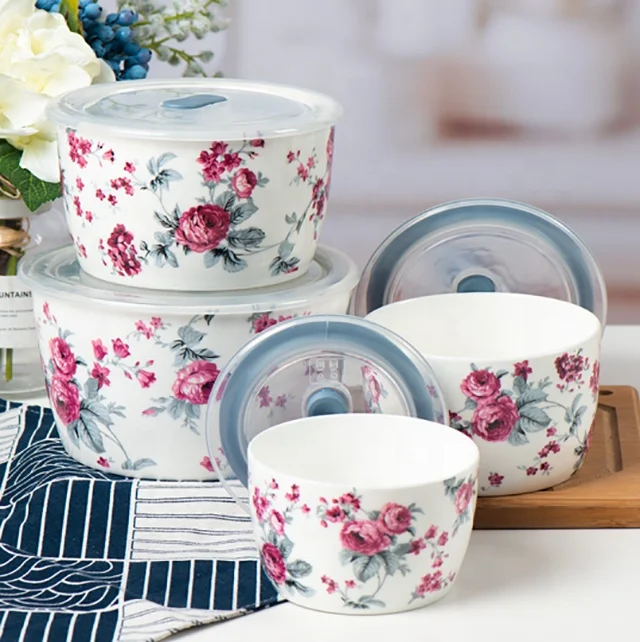 Mixing Bowls With Lids Food Storage Container Bowl Set Porcelain Soup