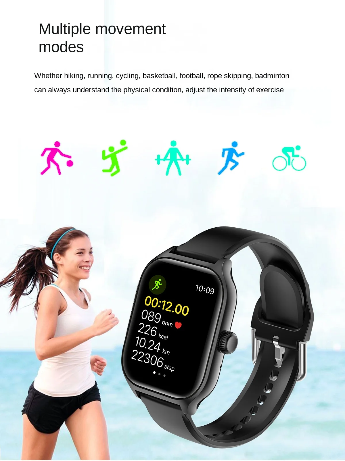 蓝牙智能手表心率监测信息提醒长电池寿命触摸屏男士商务女装时尚礼品