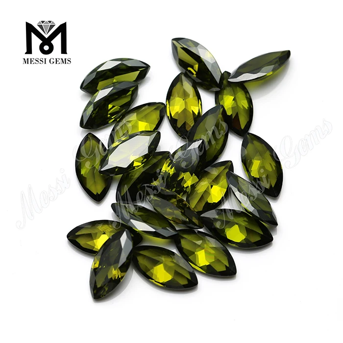 Lose Edelstein Marquise Cut Color Play oder Feuer Olive Cubic Zirkonia