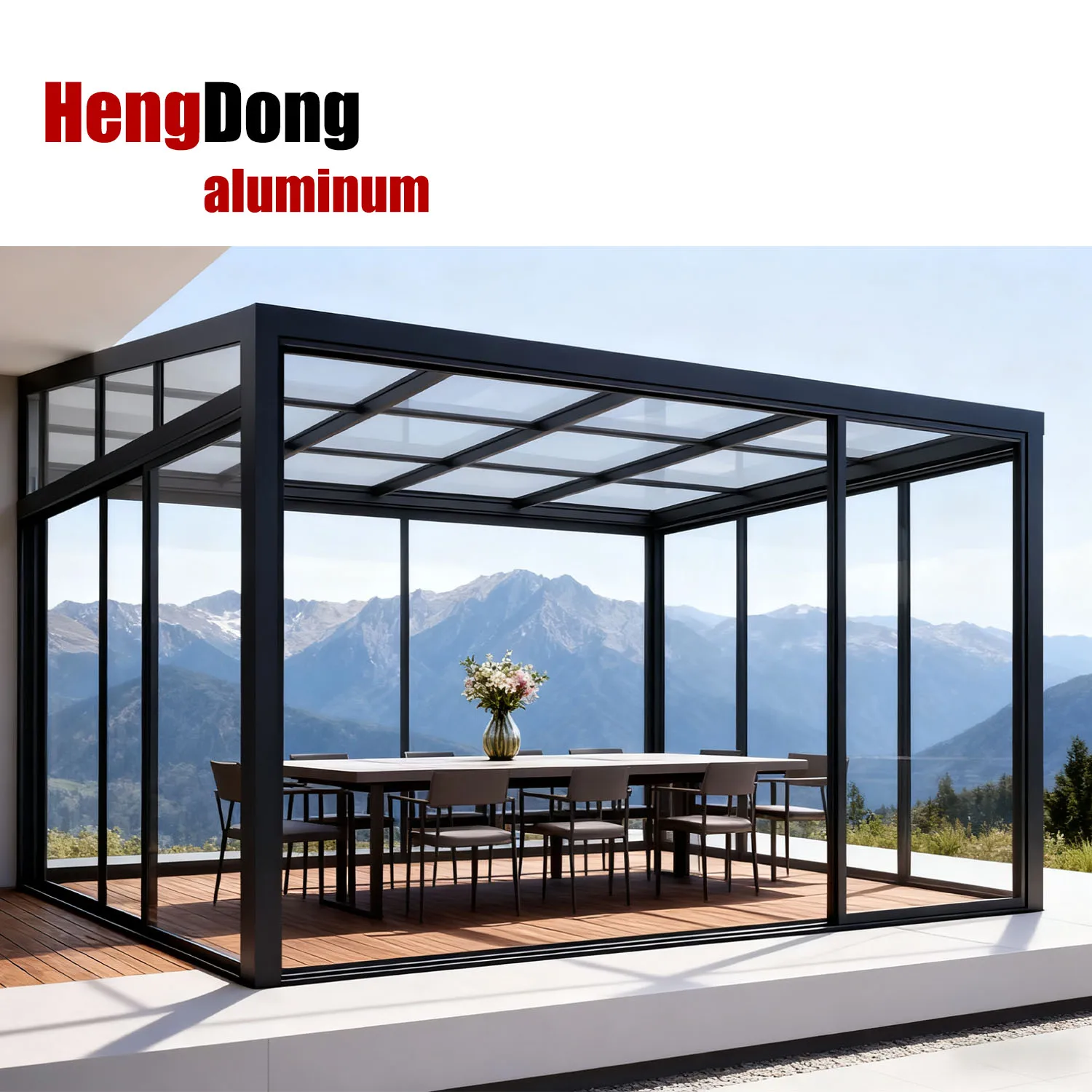 Direct Factory Selling Aluminum Frame Greenhouse with Polycarbonate Roof Glass Garden Morden Aluminium Greenhouse supplier
