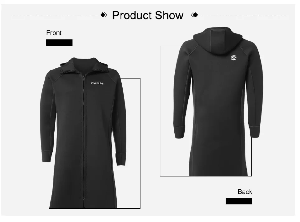 Men 3mm Long Knee Length Diving Coat Sunblock Neoprene Diving Long