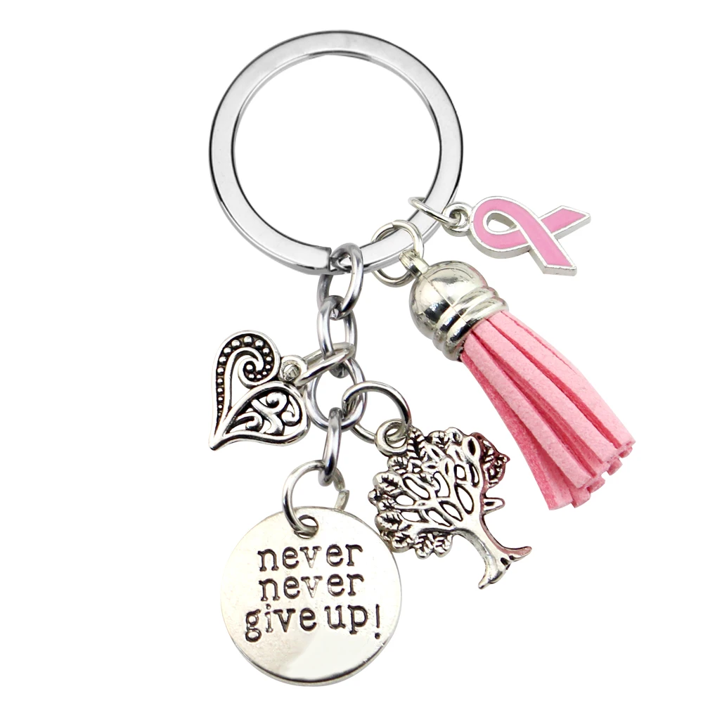 Breast Cancer Awareness Ribbon Keychain in Silver Toned Metal She believed she could so she did. Breast Cancer Gifts Breast Cancer Keychain Breast Cancer Survivor 