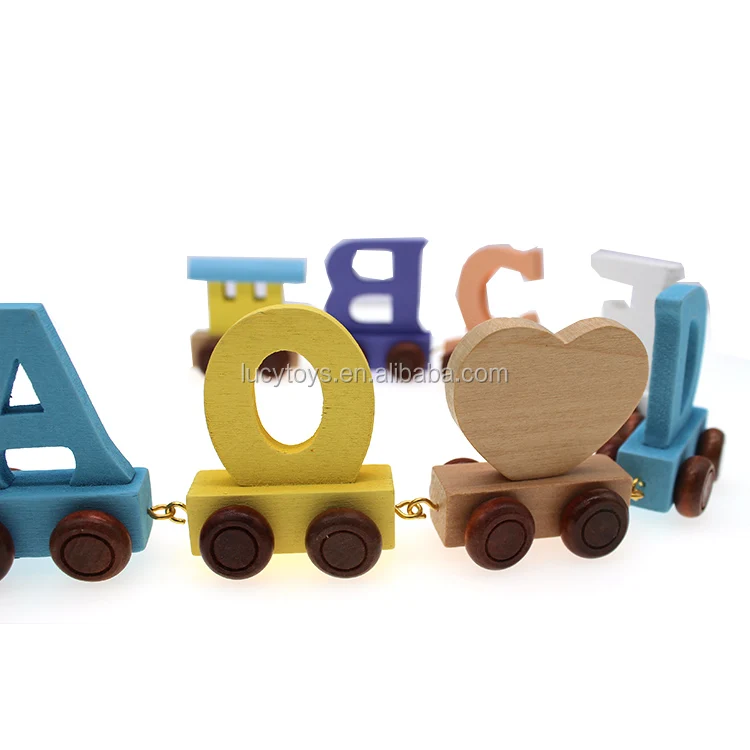 2023 Customize Colorful Wooden Alphabet Letter Train Toy Set Wooden