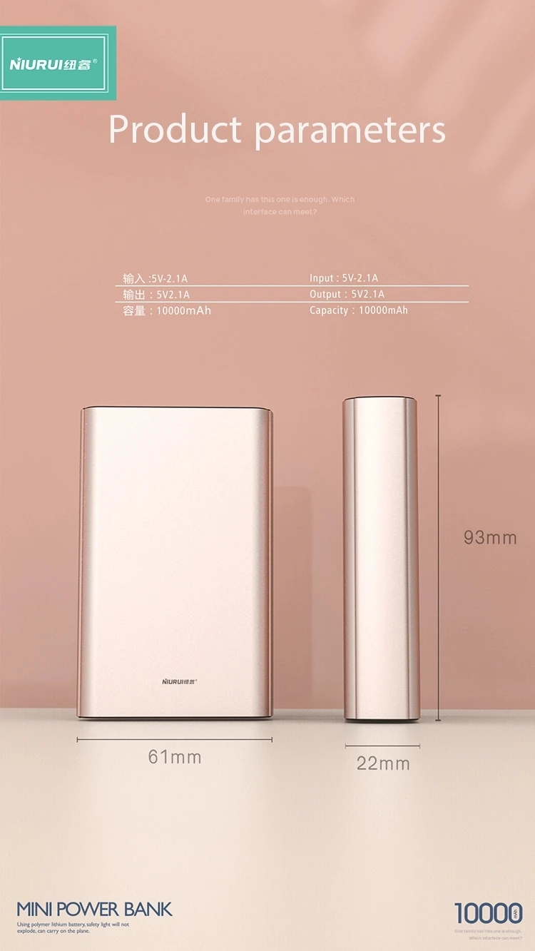 low price high quality power banks Niurui R50 10000mah mini powerbank - ANKUX.COM