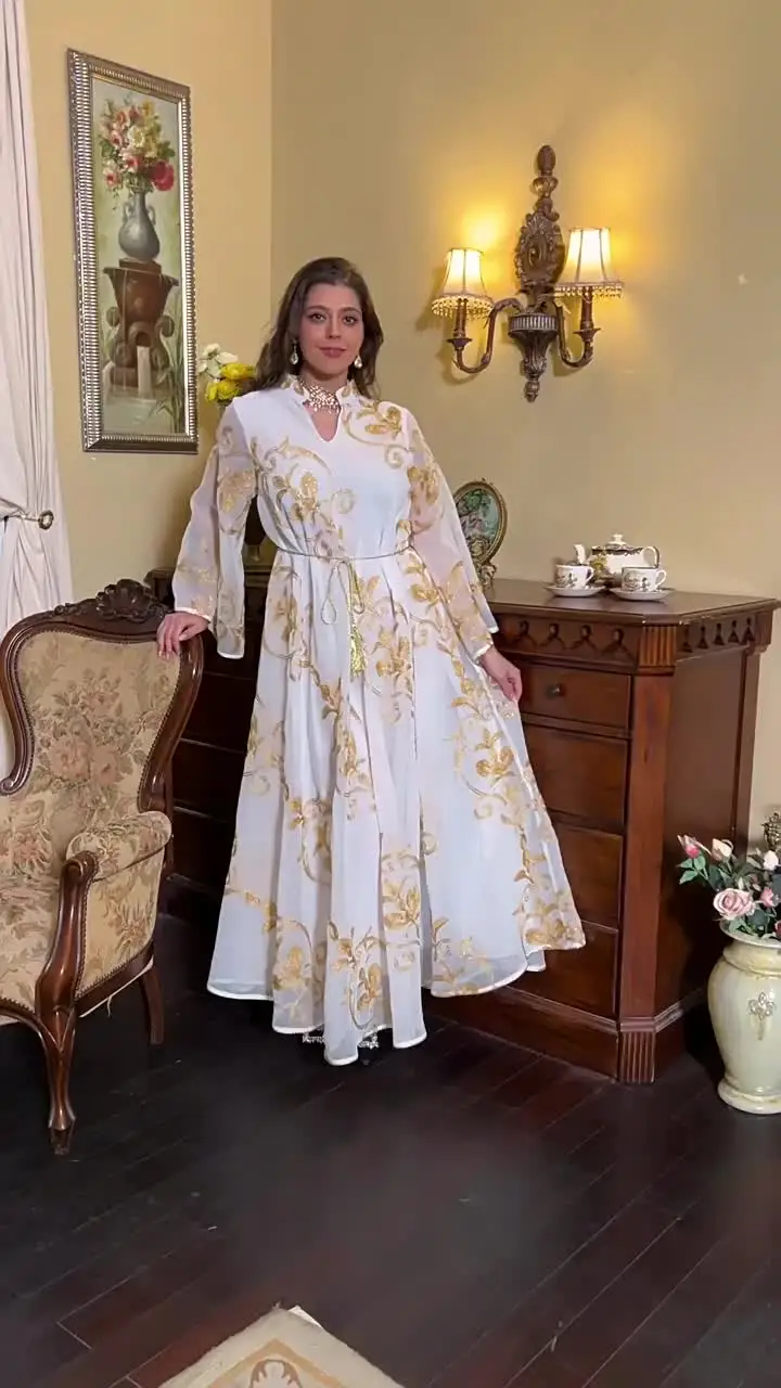 maxi dress saudi arabia Middle East Eid Abaya Women Maxi Dress Dubai Saudi Arab Kuwait Women Muslim  Embroidery Jalabiya Elegant Dress