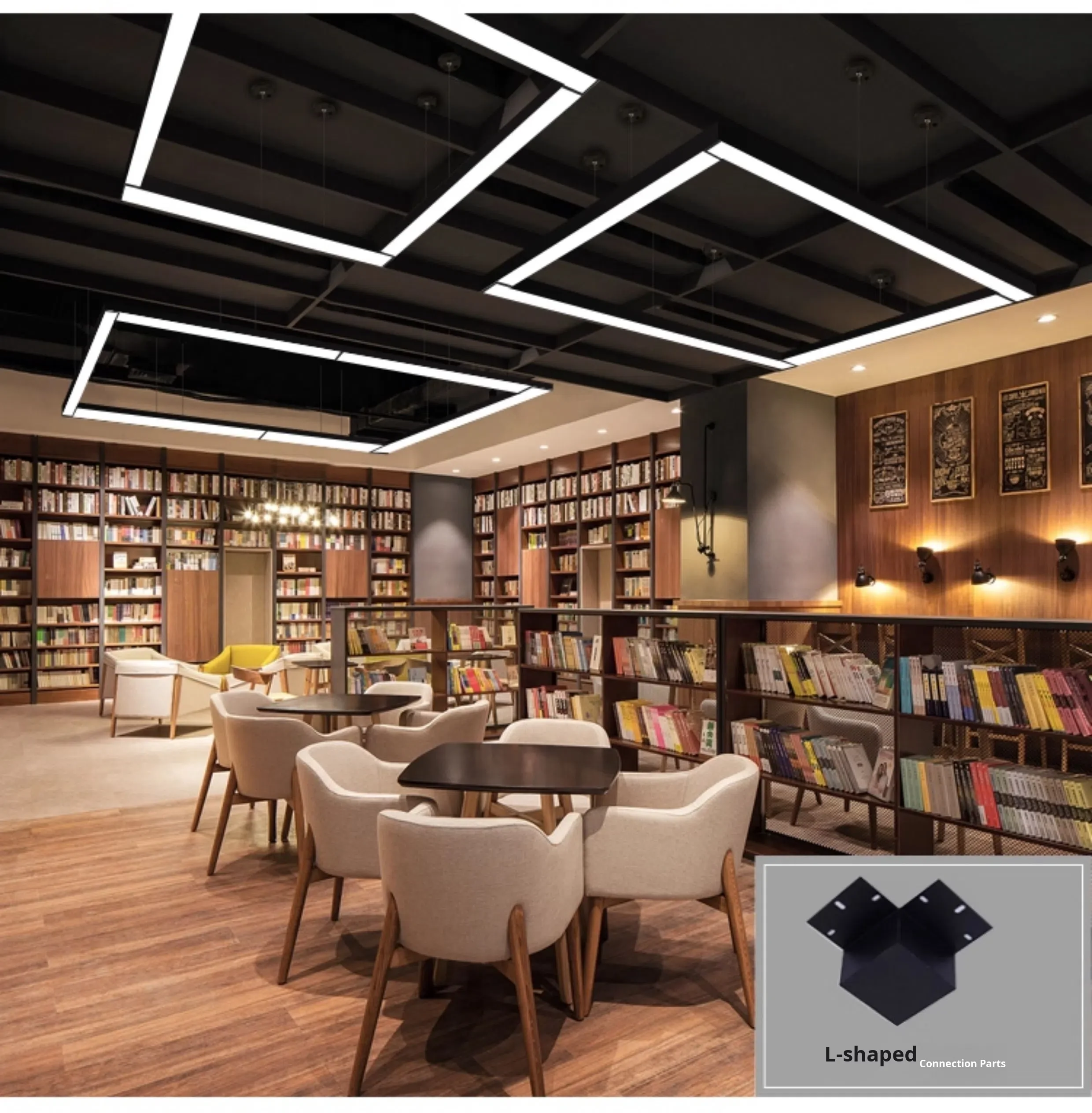 product industrial style office pendant light with led strip for gym shop commercial spaces square design-9