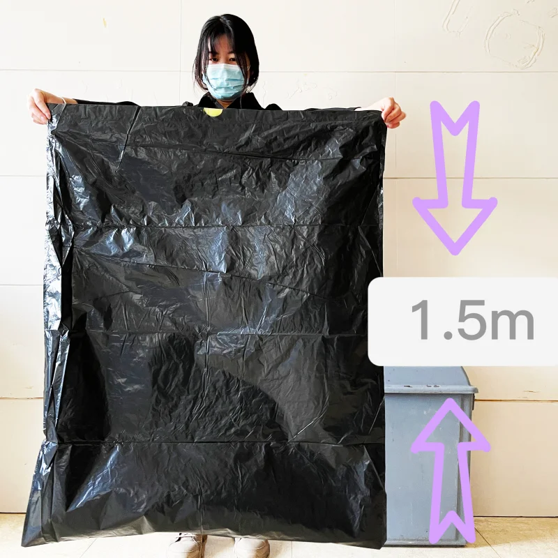100l Plastic Big Black Reusable Garbage Bag Garbage Bag 55 Gallon On In