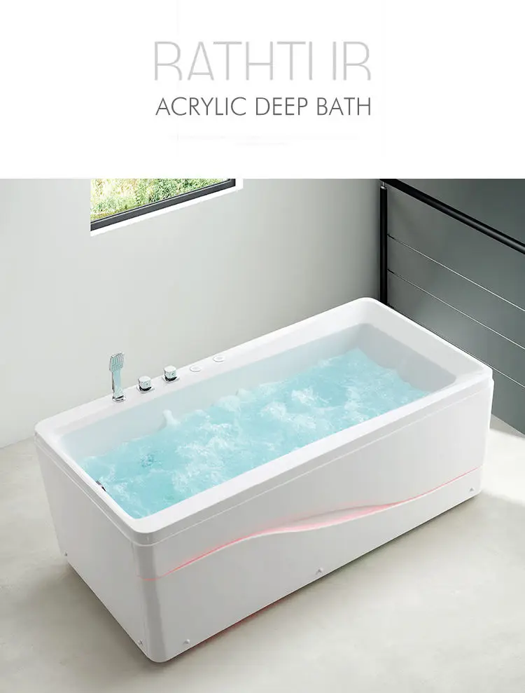 Kamali M1821 hanse modern gemy long massage bathtub ice white small jetted soaker sex walk in soft shower bath tub