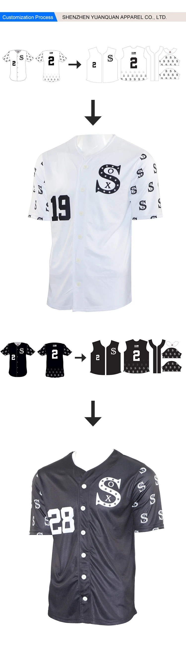 Source custom sublimated black white home away your own design button up  USA baseball jerseys team uniforms on m.