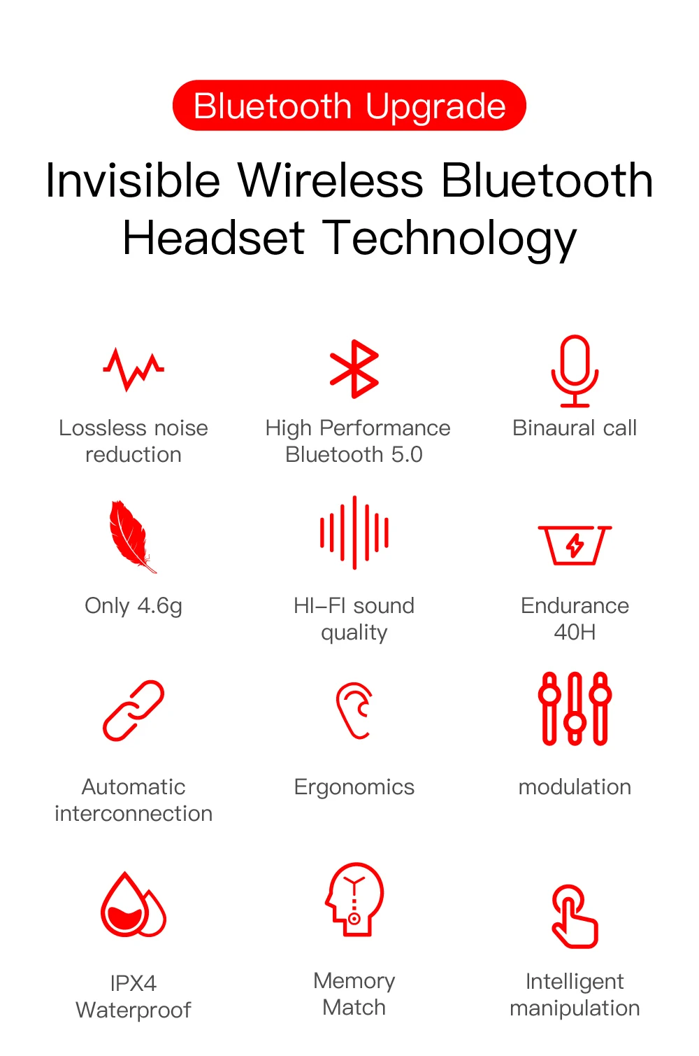 Robotcube Bluetooth Earphone Earphonne Headphone Headset Hradphone Box E6s - ANKUX.COM