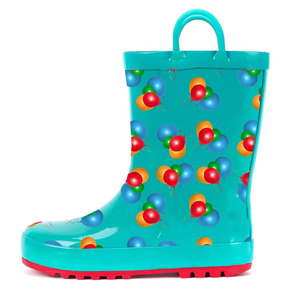 Customized Kids Cute Rubber Rain Boots With Handle Kids Gumboots