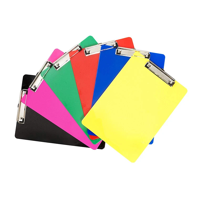 Wholesale Plastic Clipboard Colorful Standard A4 Letter Paper Size Low Profile Clip 9x12.5 Inch