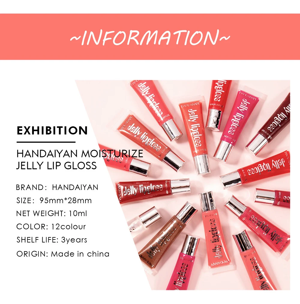 Handaiyan 10ml Shiny Jelly Lip Gloss Sexy Big Lips Plumper Makeup