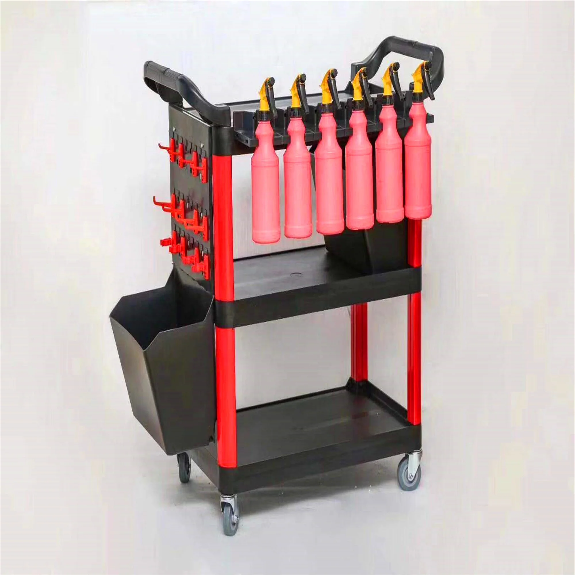 Trolley Auto Repair Tool Trucks Color : Red Factory Workshop Auto Repair Shop Maintenance Vehicle Three Layers Cold Rolled Steel Utility Vehicle 250 Kg Load 