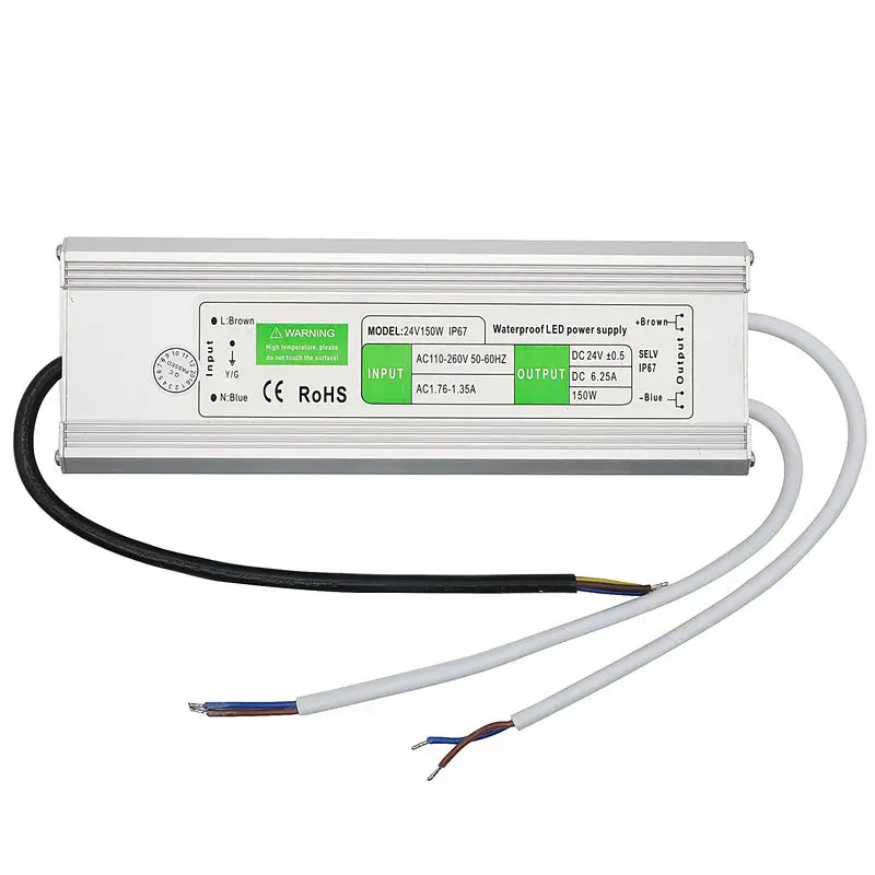 Yetaida 150W IP67 Waterproof LED Driver Transformer, 12V DC 12.5A Power Supply For Outdoor/Indoor Strip Lights - View #5