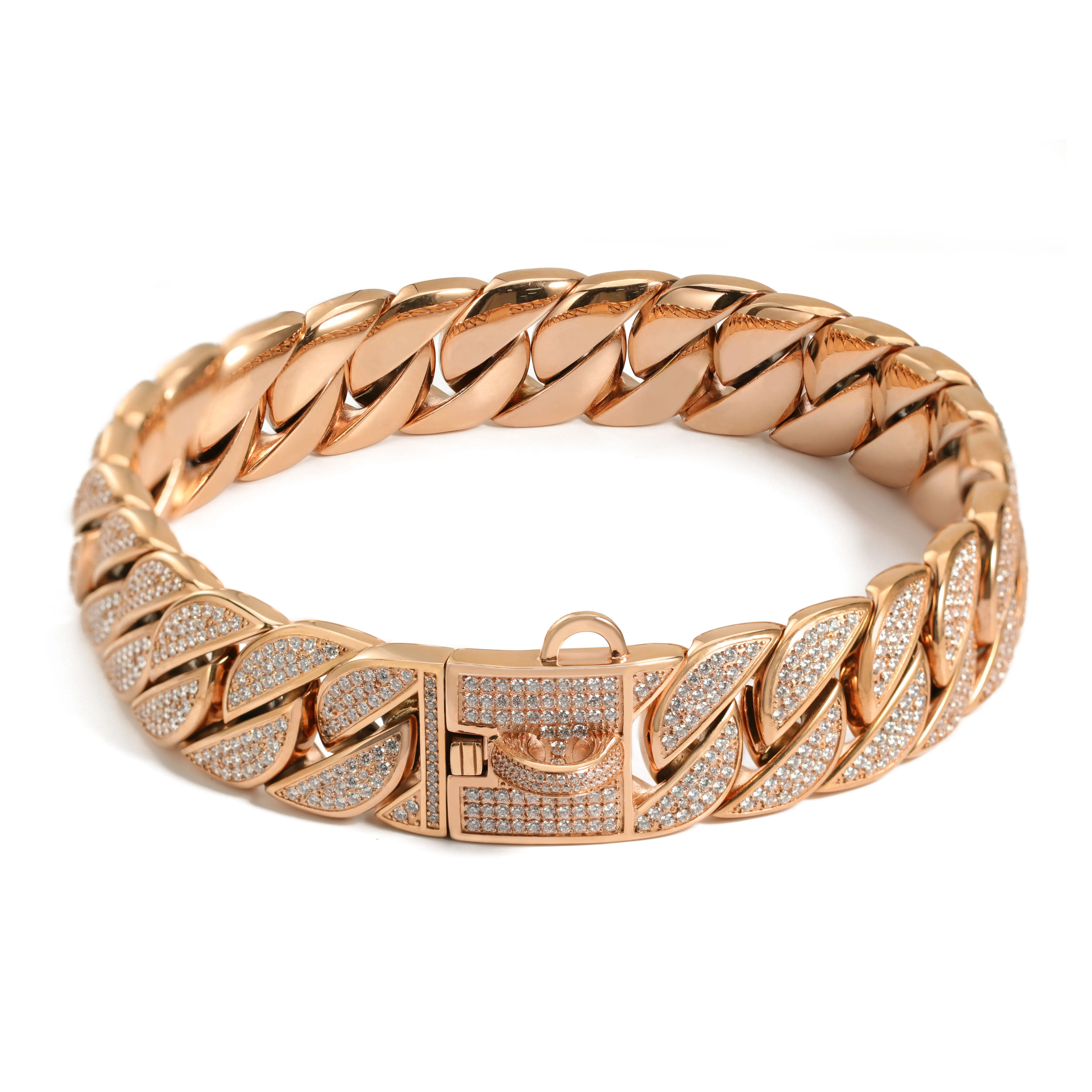 316l Stainless Steel Luxury Custom Gold Diamond Cuban Pitbull Dog Chain