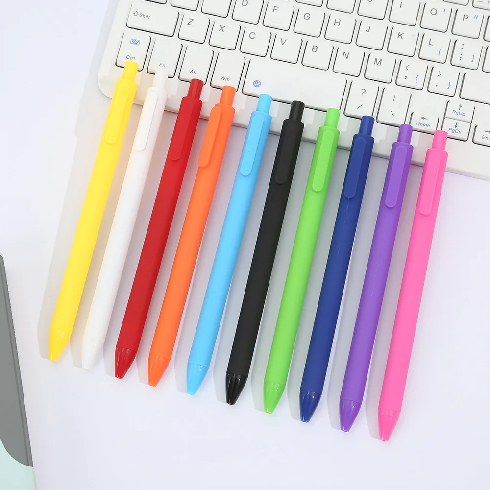 Retractable Gel Pen Macaron Colour Plastic Soft Rubber Grip_voghion.com