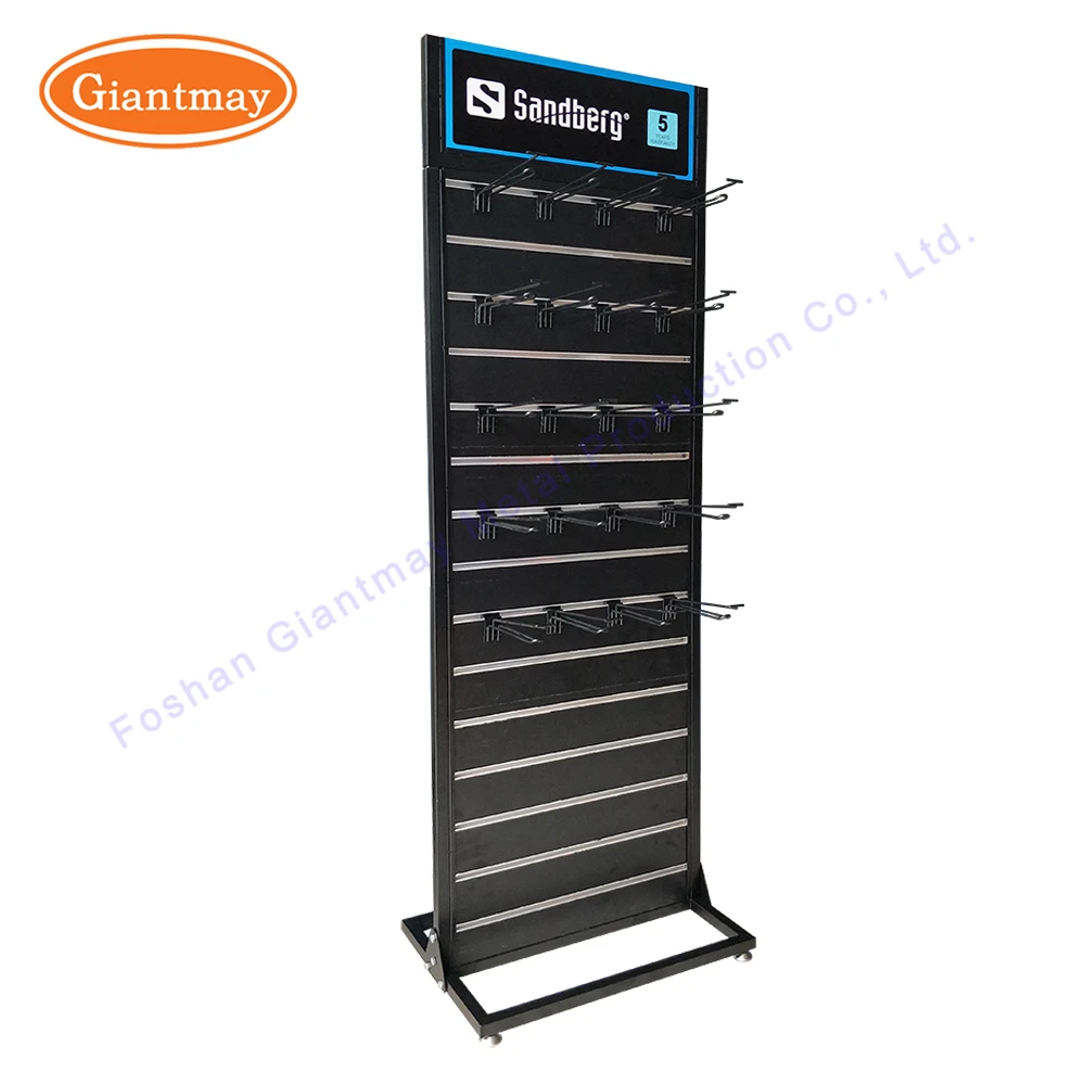 Giantmay Metal Slat Wall Stand Mobile Shop Hanging Rack Slatwall