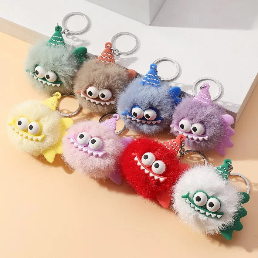 Cute Plush Little Monster Keychain - Creative Fur Ball