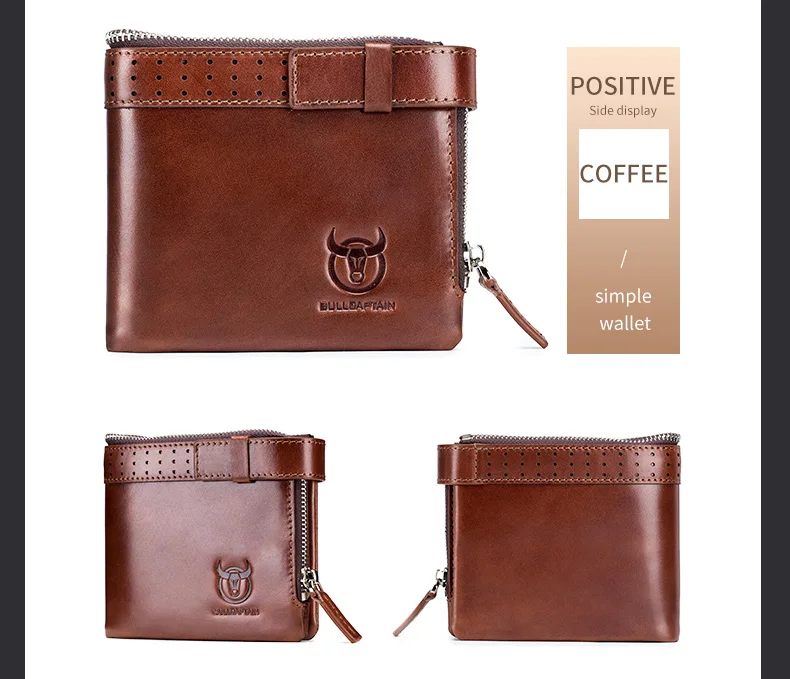 Bullcaptain Leather Men's Wallets Compact Mini Card Holders Wallet For ...