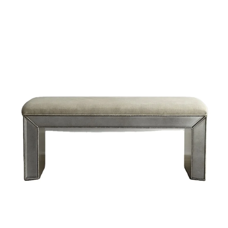 
hand made bead design bevel-edged mirrored high end bed end stool 