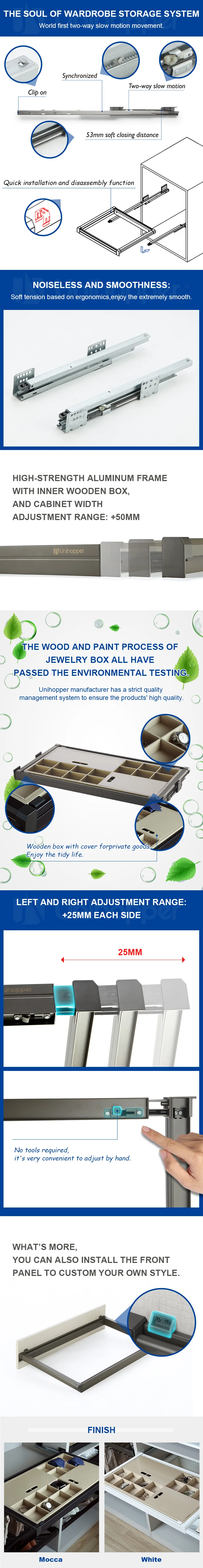 bedroom furniture accessories pull out sliding closet wardrobes jewelry box with compartment