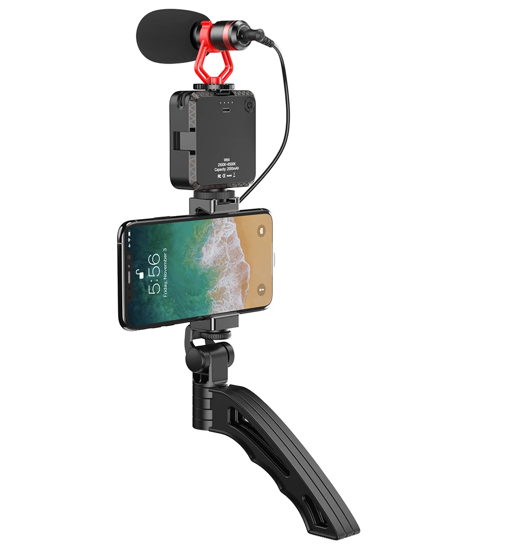 マイク インタビューの録音のためのプロの写真ビデオカメラの電話selfieのための三脚LEDの充填ライトを持つコンデンサーマイク マイクスタンド  その他 | kifcfervor.com