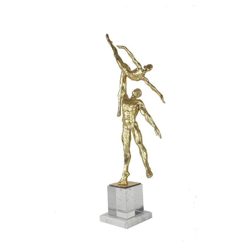 Crystal with resin gymnastics figure gold  home decorations factory