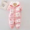 2019 Autumn Toddler Girls Outfit Sets Petal Printing Hooded Coat and Pant Baby Winter Wear Children's Clothing Sets Boutique