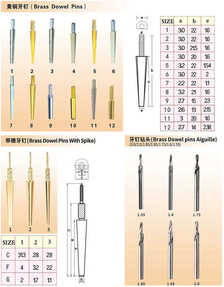Jinguang Factory Direct Dental Brass Dowel Pins Dental Lab Pin