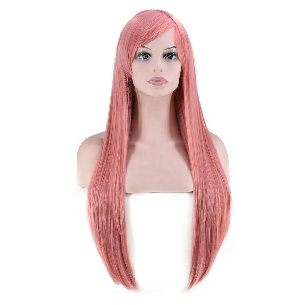 Long Straight Silky Hair Colorful Cheap Wig Full Bangs Anime Cosplay Wig Buy Full Bangs 