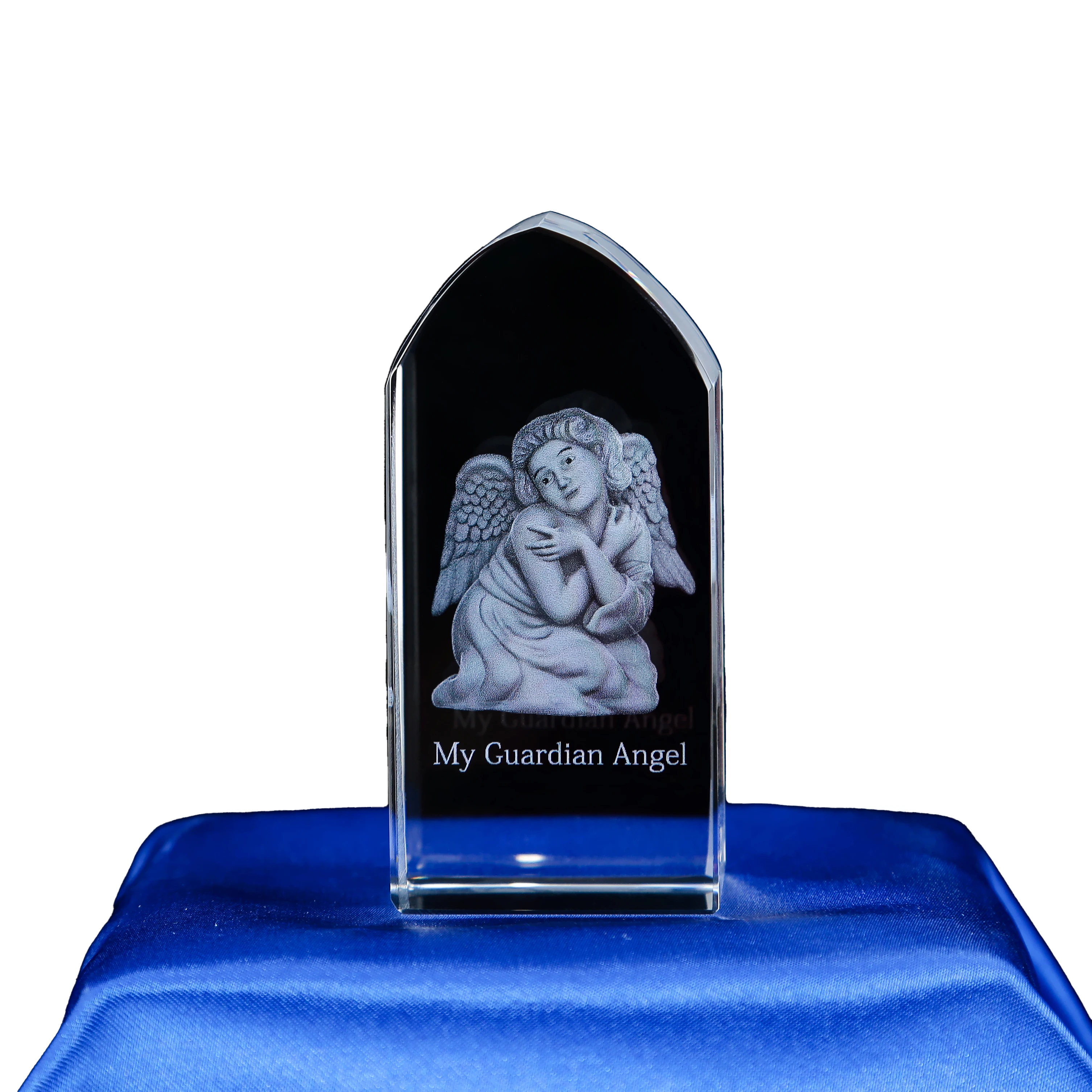 High Quality Catholic Icon Our Lady Portrait Religious Souvenir 3D Laser Etched Crystal Glass Cube manufacture