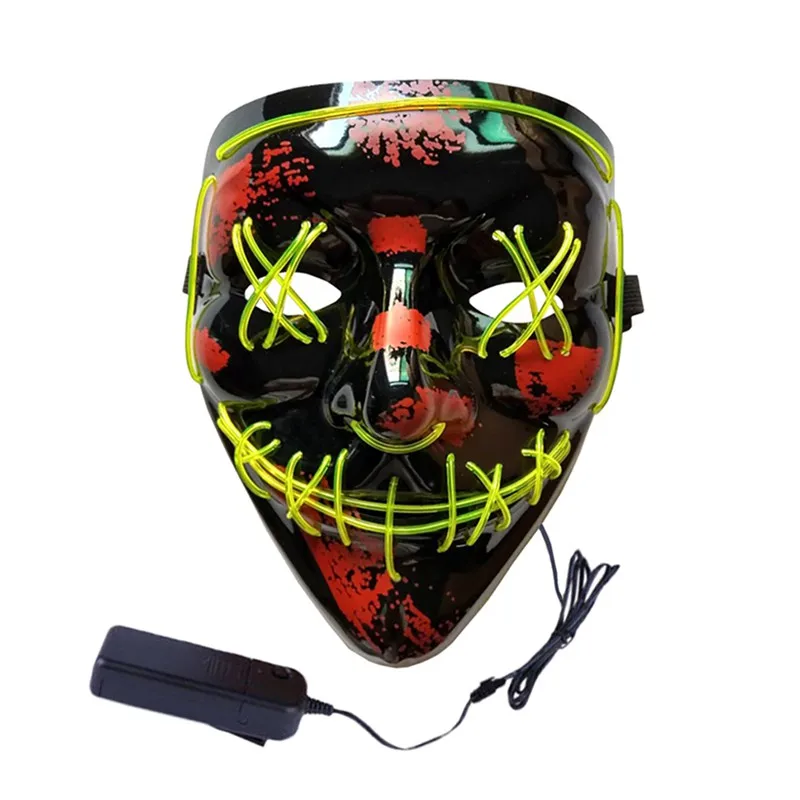 Led Halloween Mask Glowing In Dark Luminous El Wire Mask For Dj Cosplay