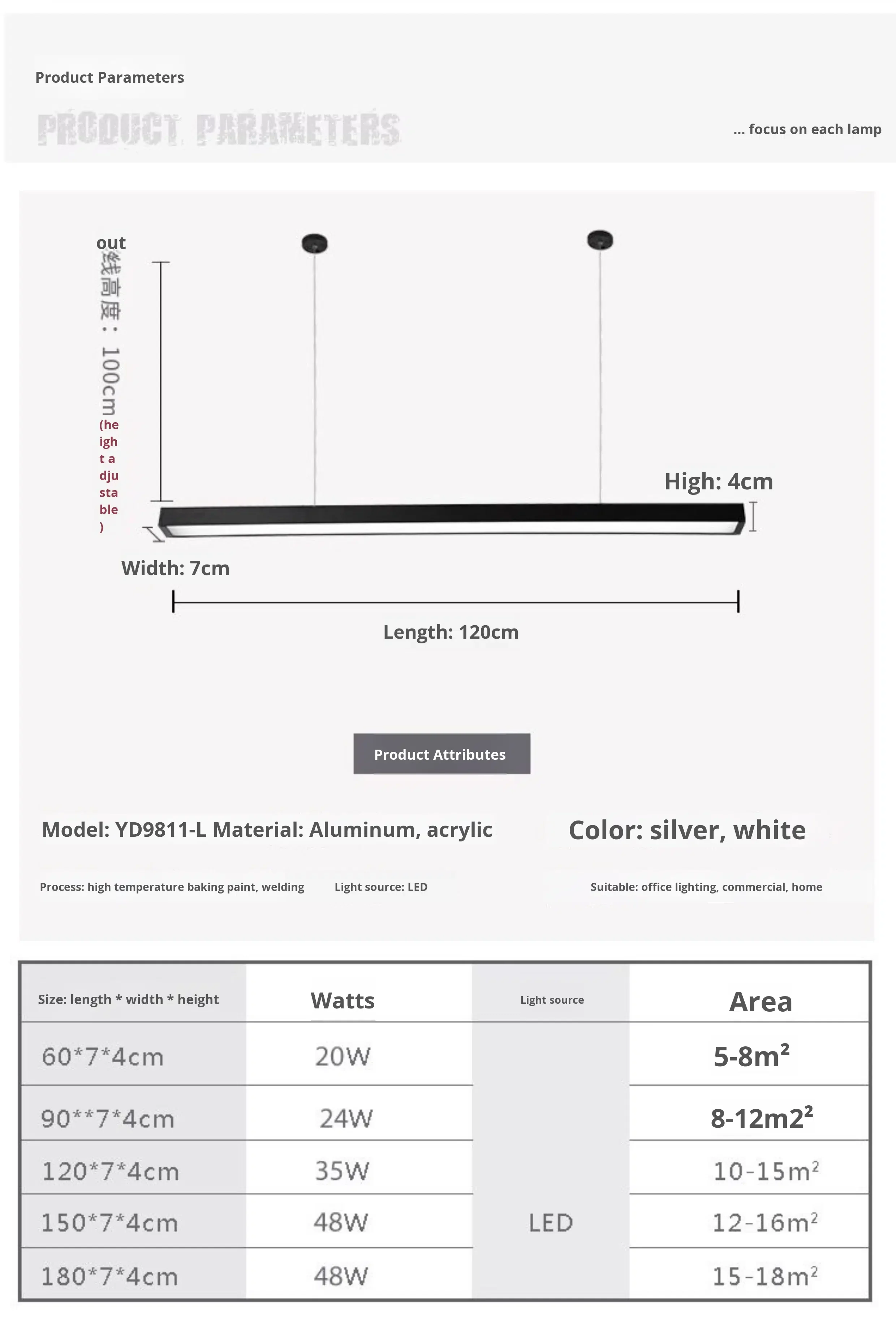 product industrial style office pendant light with led strip for gym shop commercial spaces square design-14