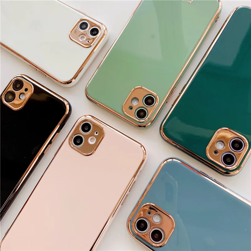 Electroplate Camera Cover Gold Frame Precise Fit Plain Color Mobile Phone Case Cover For Iphone 11 Pro Max 7 8 Plus X Xr Buy Electroplate Phone Case Plain Phone Cases Precise Fit Phone