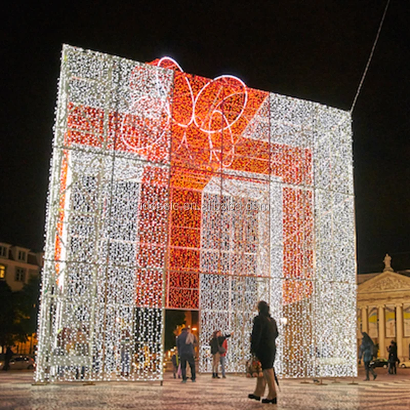 户外 3D巨型穿越LED圣诞礼物礼品盒，用于商业级冬季花园展示| Alibaba.com