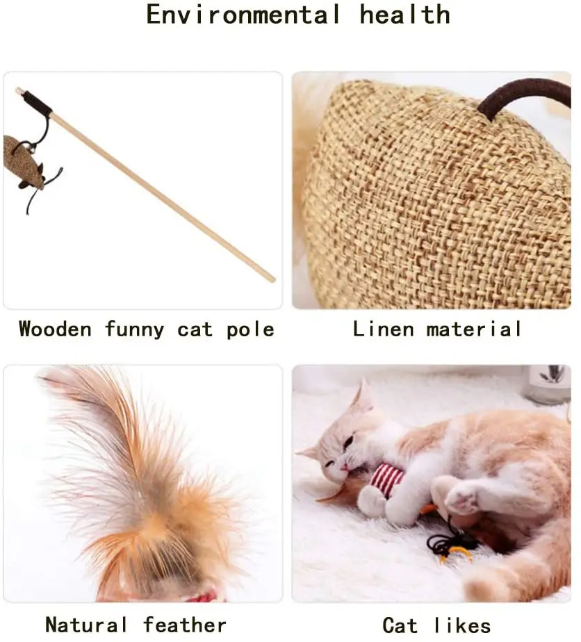 7pcs Pack Kitten Interactive Pet Toys Multiple Replaceable Natural Cat