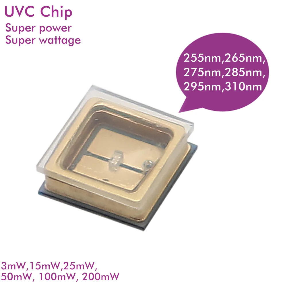 LG chip 3nm15mw 50mw 100mw 200mw long life time 8000 hours disinfect uvc 254nm 285nm 275nm 265nm uv led for germicidal lamp