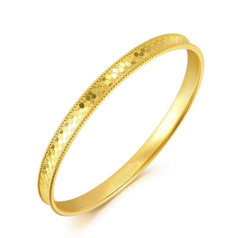 Real 24k Gold Bangle Hammered Fine Jewelry Engagement Luxury Design