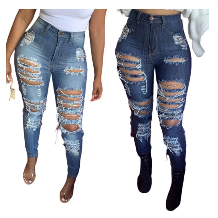 High Quality Womens Clothing Latest Design 2021 Leggings For Women Jeans Trousers Women Ripped Jeans Lady